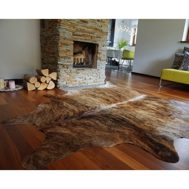 Brindle Cowhide Rug , Natural Suede Leather | eCowhides