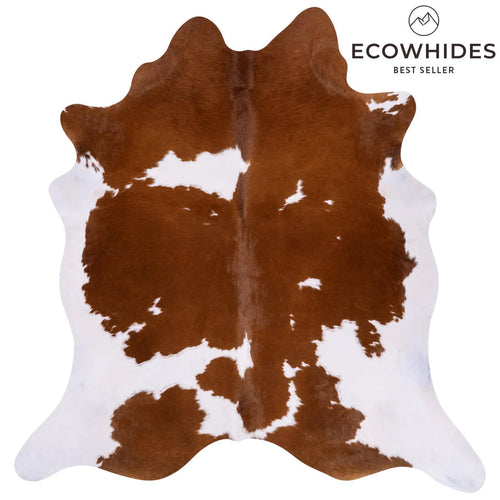Brown And White Cowhide Rug, Natural Suede Leather | eCowhides