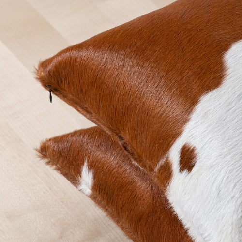 Brown and White Cowhide Pillow