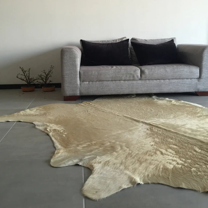 Champagne Brazilian Cowhide Rug, Natural Suede Leather | eCowhides