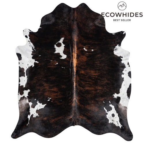 Dark Tricolor Cowhide Rug , Natural Suede Leather | eCowhides