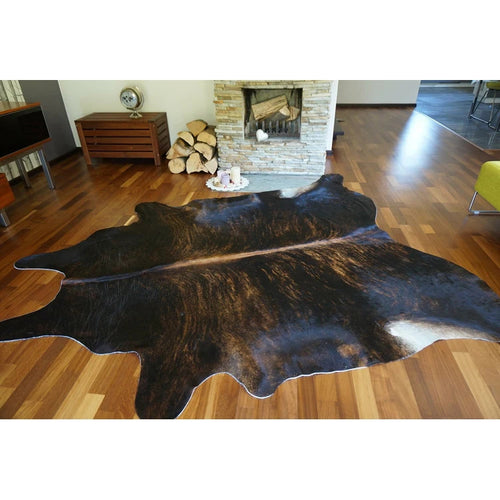 Dark Brindle Brazilian Cowhide Rug, Natural Suede Leather | eCowhides