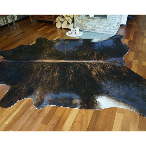 Dark Brindle Brazilian Cowhide Rug, Natural Suede Leather | eCowhides