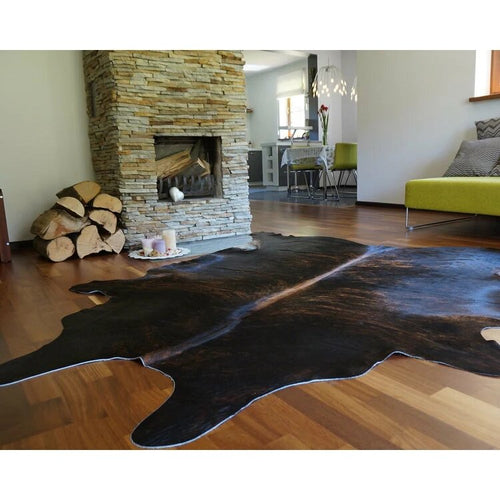 Dark Brindle Brazilian Cowhide Rug, Natural Suede Leather | eCowhides