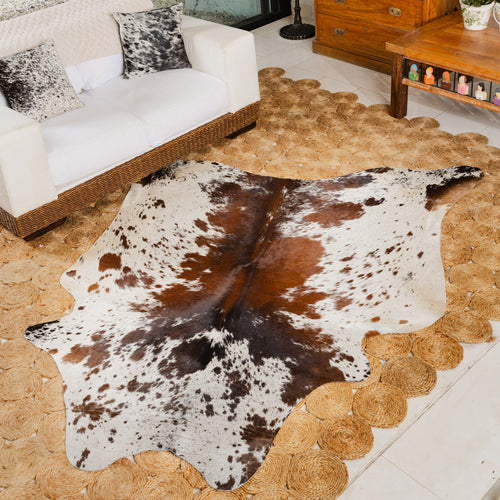 Chocolate and White Brazilian Cowhide Rug: LARGE