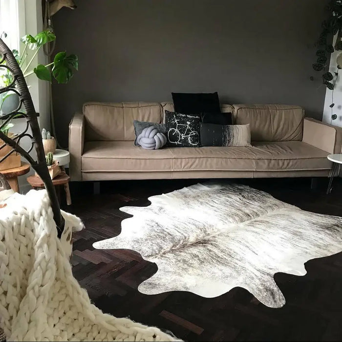 Light Brindle Brazilian Cowhide Rug , Natural Suede Leather | eCowhides