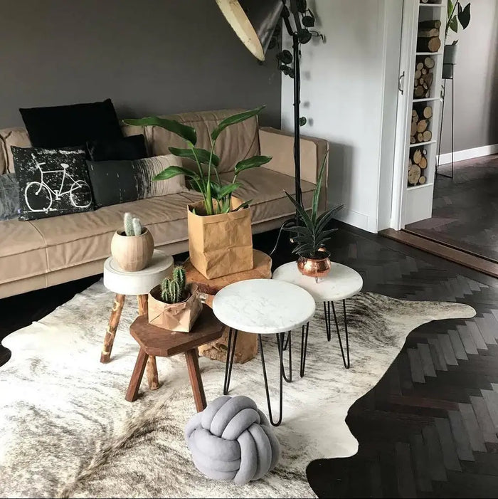 Light Brindle Brazilian Cowhide Rug , Natural Suede Leather | eCowhides