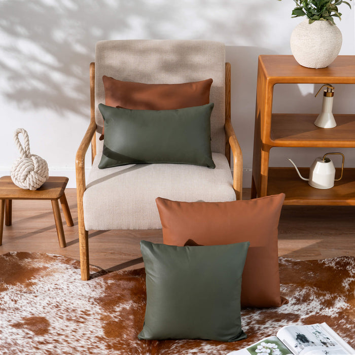 Olive Leather Pillow