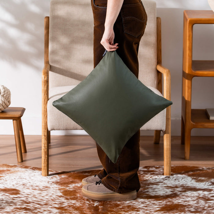 Olive Leather Pillow
