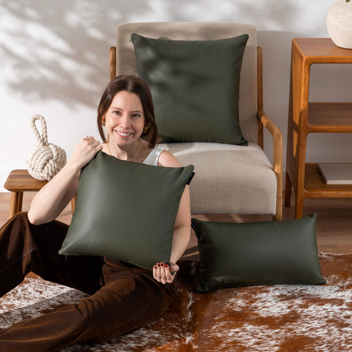 Olive Leather Pillow