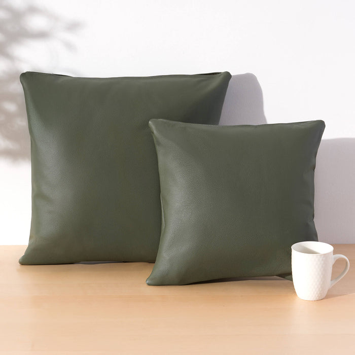 Olive Leather Pillow