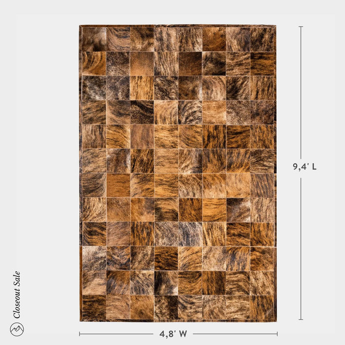 Brindle Patchwork Cowhide Rug 9.4 x 4.8 feet on Sale