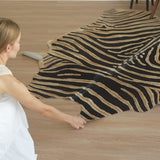 Zebra safari cowhide rug thumbnail — close-up of printed stripe pattern