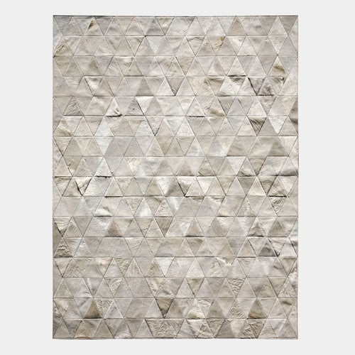 Pyramid White Cowhide Patchwork, Anti-Slip Backing | eCowhides