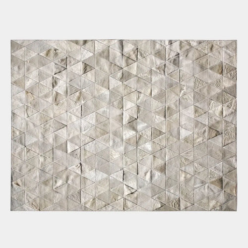 Pyramid White Cowhide Patchwork, Anti-Slip Backing | eCowhides
