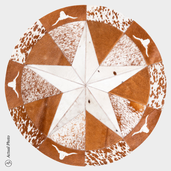 Texas Cowhide Star Round Rug Size 40 Inches S-81