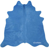 Sea Blue Dyed Cowhide Rug , Natural Suede Leather | eCowhides