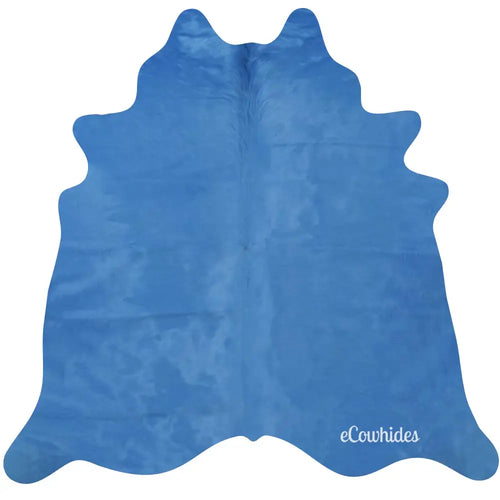 Sea Blue Dyed Cowhide Rug , Natural Suede Leather | eCowhides