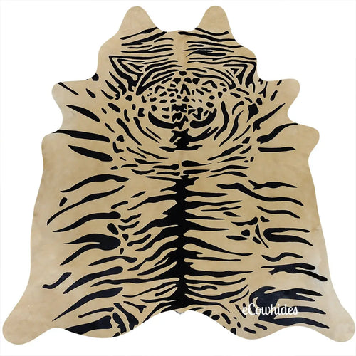Tiger Javali On Caramel Cowhide Rug , Natural Suede Leather | eCowhides | eCowhides