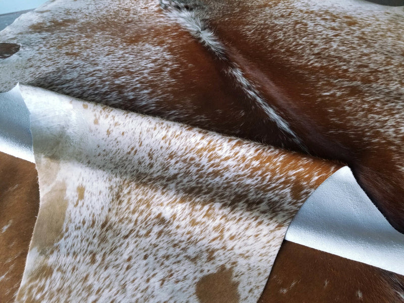 Brown Salt And Pepper Cowhide Rug , Natural Suede Leather | eCowhides