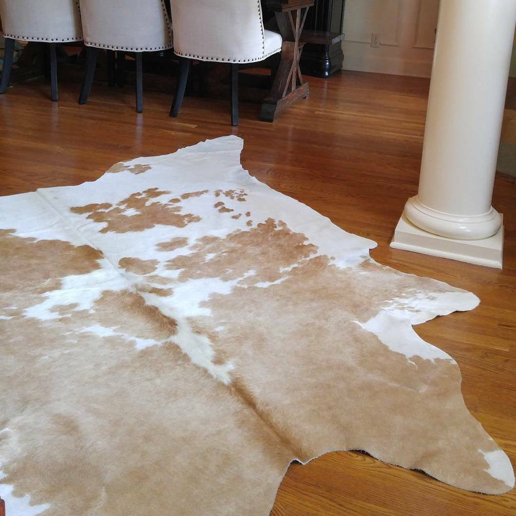 Palomino And White Brazilian Cowhide Rug: Large , Natural Suede