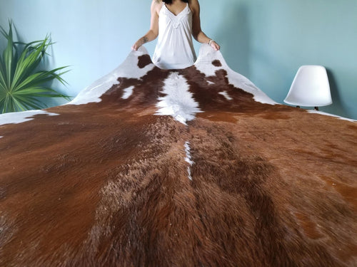 Hereford Cowhide Rug , Natural Suede Leather | eCowhides