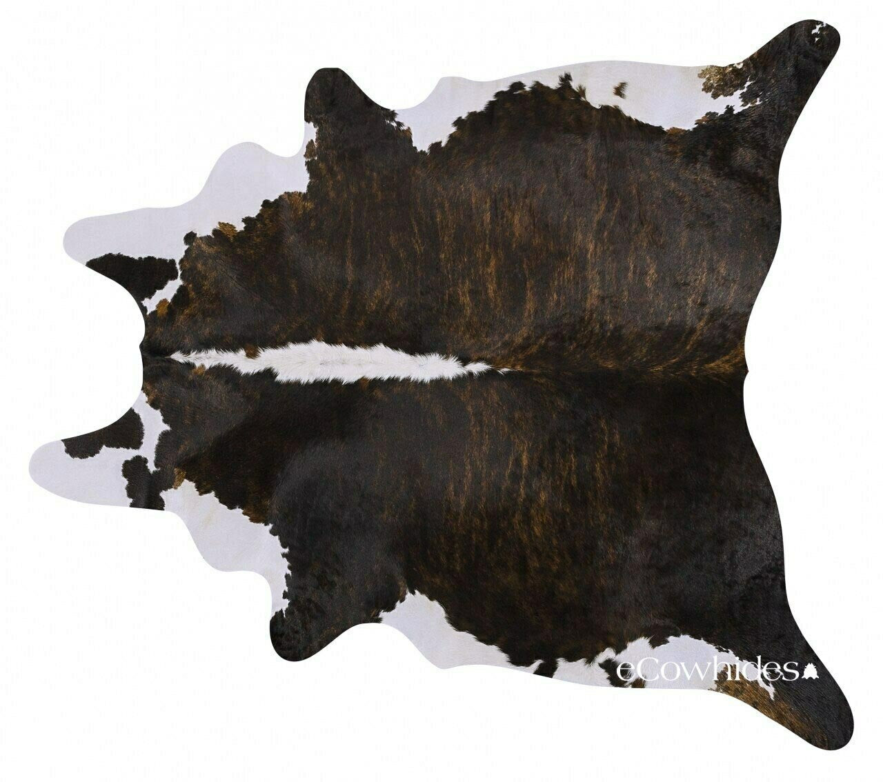 Brindle White Belly And Backbone Brazilian Cowhide Rug Large , Natural