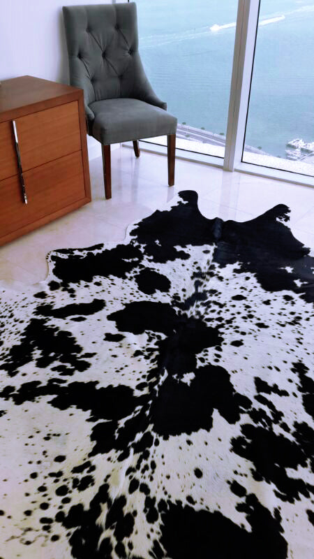 Salt And Pepper Black Brazilian Cowhide Rug: Large , Natural Suede Leather | eCowhides