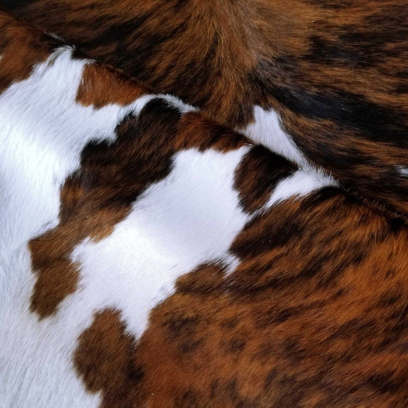 White & Brown Cow Print Suede Fabric