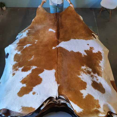 Brown And White Cowhide Rug , Natural Suede Leather | eCowhides