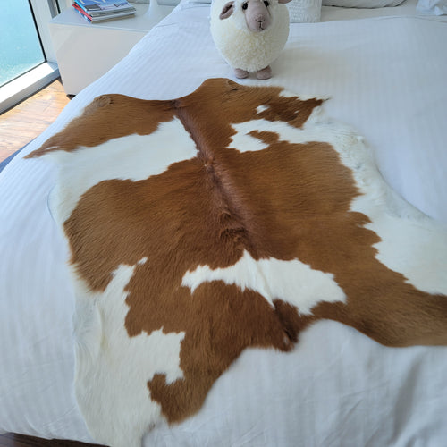 Brown And White Calf Hides , Natural Suede Leather | eCowhides | eCowhides