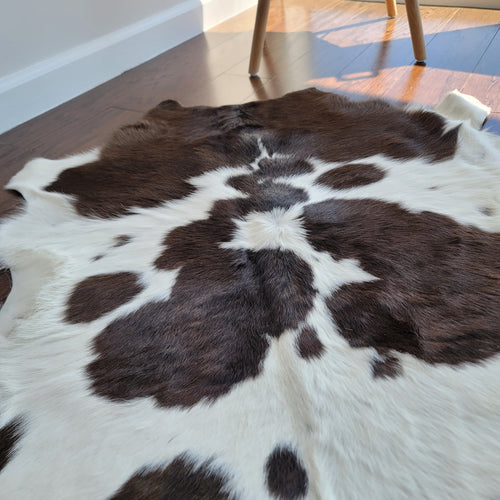 Chocolate And White Calf Hides , Natural Suede Leather | eCowhides | eCowhides