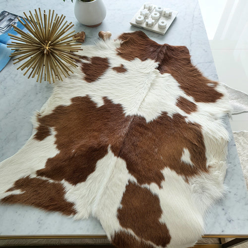 Brown And White Calf Hides , Natural Suede Leather | eCowhides | eCowhides