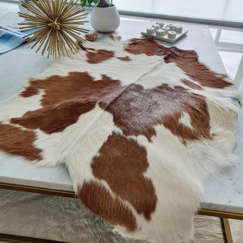 Brown And White Calf Hides , Natural Suede Leather | eCowhides | eCowhides