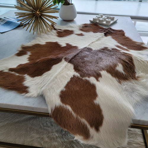 Brown And White Calf Hides , Natural Suede Leather | eCowhides | eCowhides