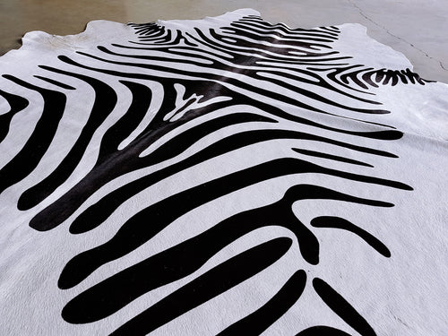 Zebra Cowhide Rug , Natural Suede Leather | eCowhides