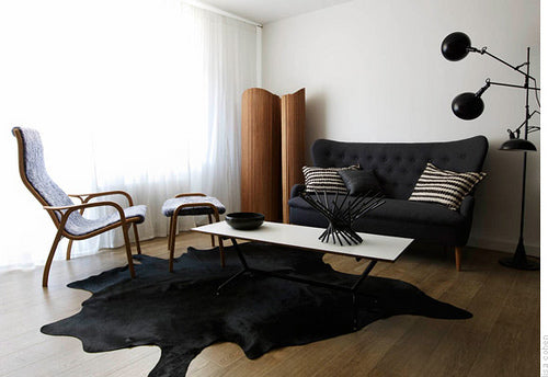 Black Brazilian Cowhide Rug: Xl , Natural Suede Leather | eCowhides