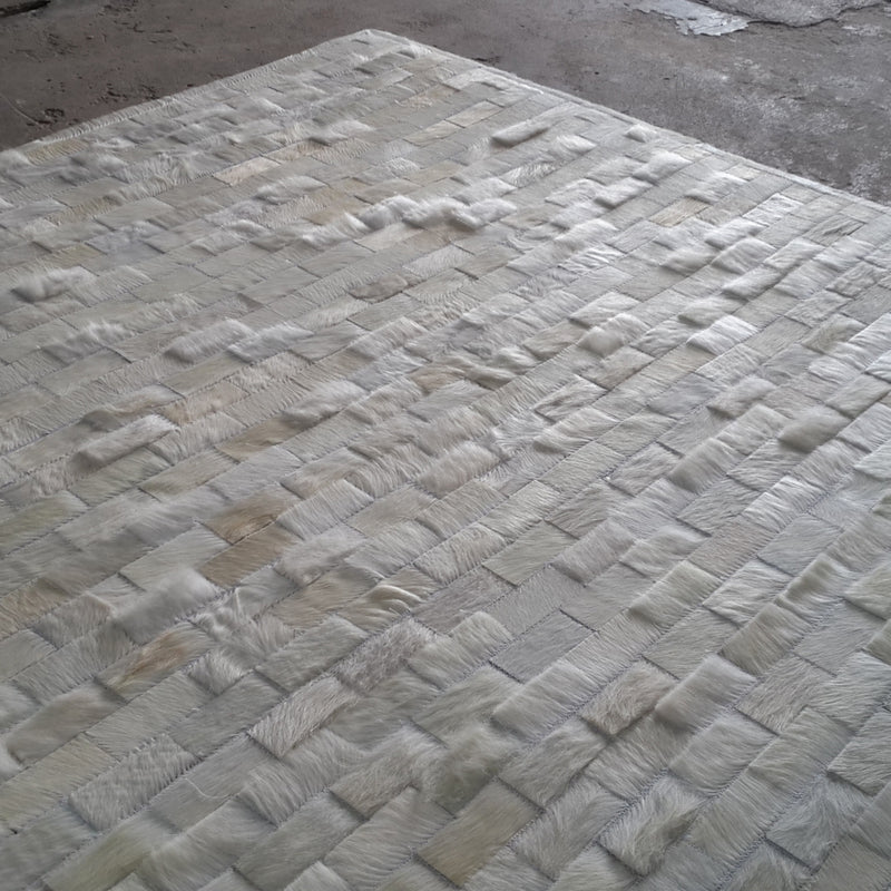 White Cannes Cowhide Patchwork Rug · eCowhides® 
