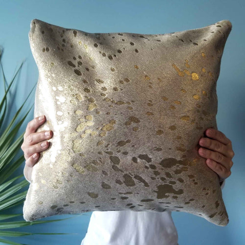 Metallic Gold Cowhide Pillow , Anti-Slip Backing | eCowhides