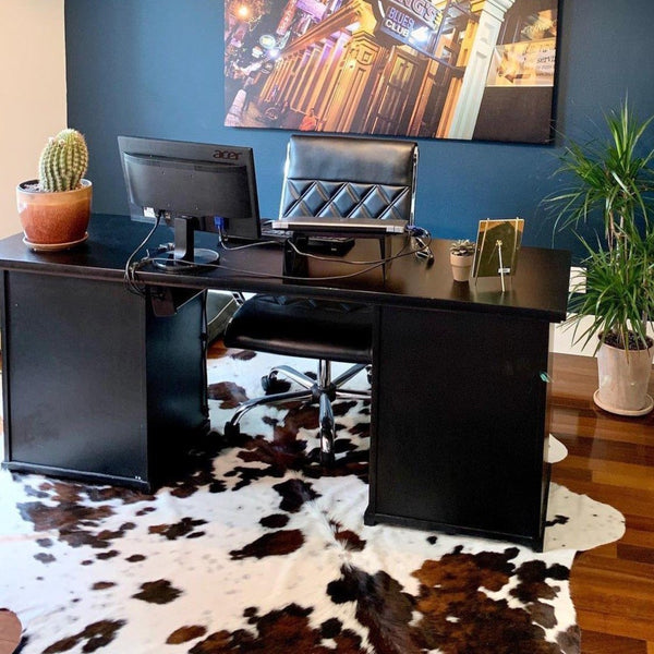 White Tricolor Cowhide Rug