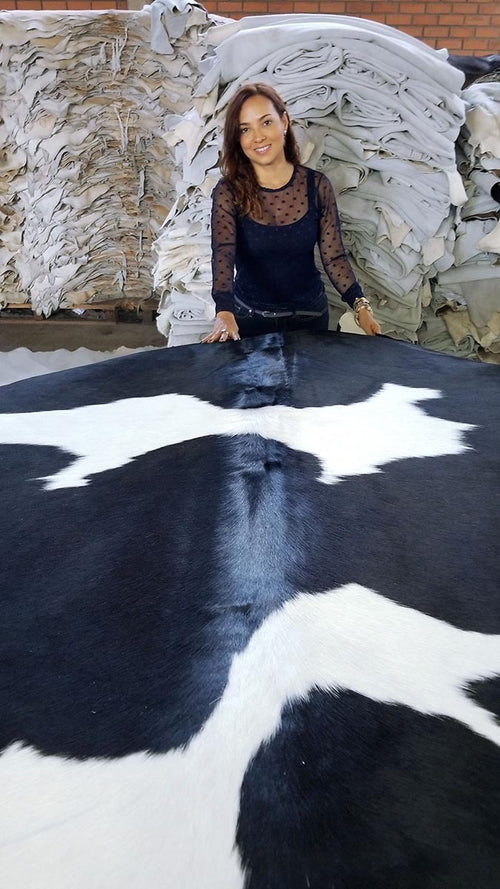 Black And White Brazilian Cowhide Rug: Xl , Natural Suede Leather | eCowhides