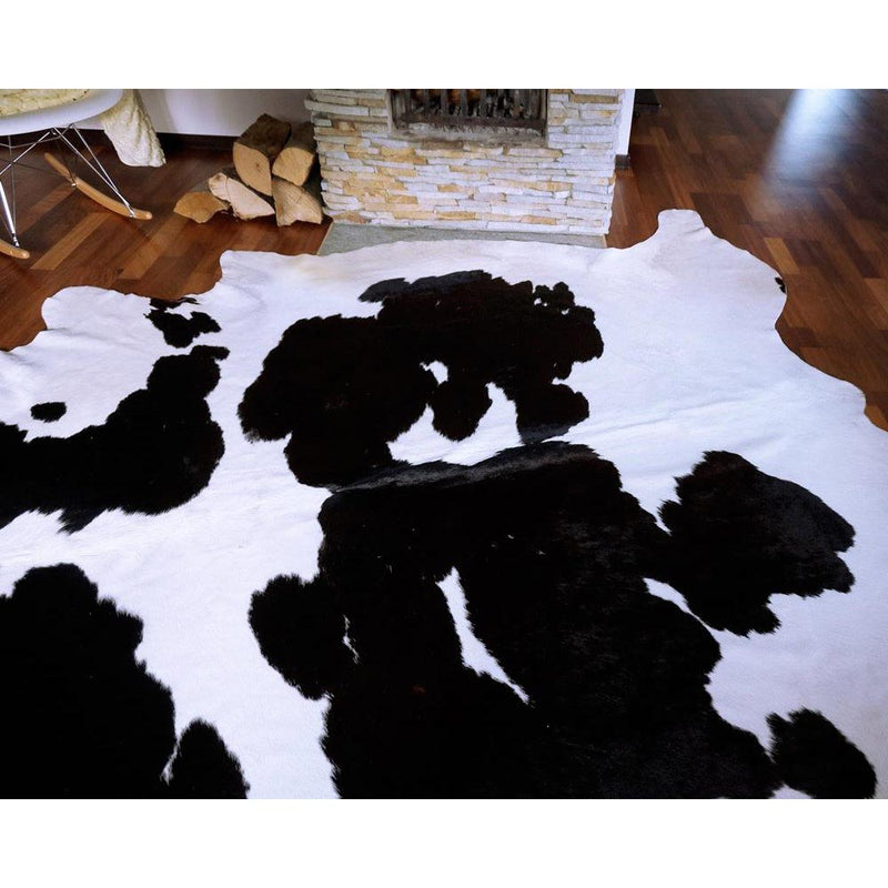Black And White Brazilian Cowhide Rug: Large , Natural Suede Leather | eCowhides