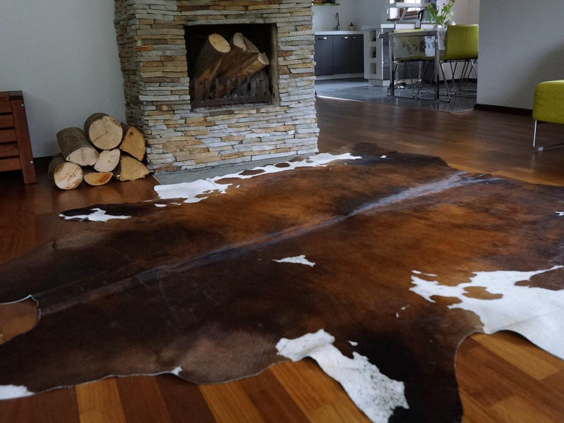 Chocolate and White Cowhide Rug