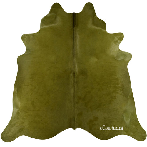 Green Dyed Cowhide Rug , Natural Suede Leather | eCowhides