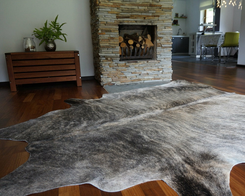 Grey Brindle Cowhide Rug On Sale , AntiSlip Backing eCowhides