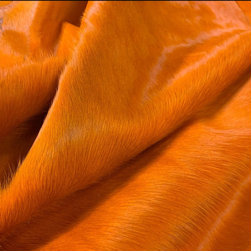 Orange Dyed Cowhide Rug , Natural Suede Leather | eCowhides