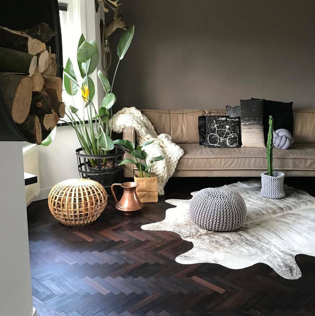 Light Brindle Brazilian Cowhide Rug: Large , Natural Suede Leather ...