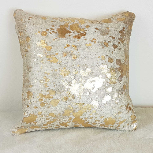 Metallic Gold Cowhide Pillow , Anti-Slip Backing | eCowhides