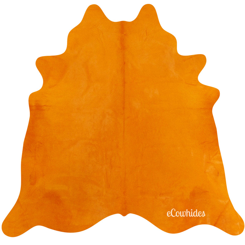 Orange Dyed Cowhide Rug , Natural Suede Leather | eCowhides