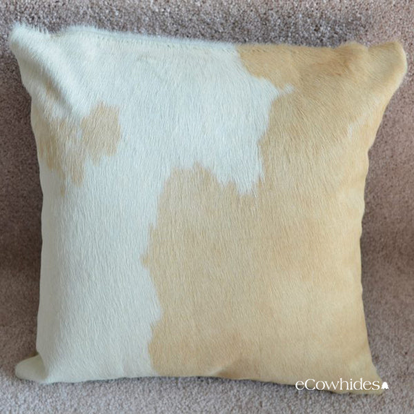 Palomino and White Cowhide Pillow at eCowhides.com